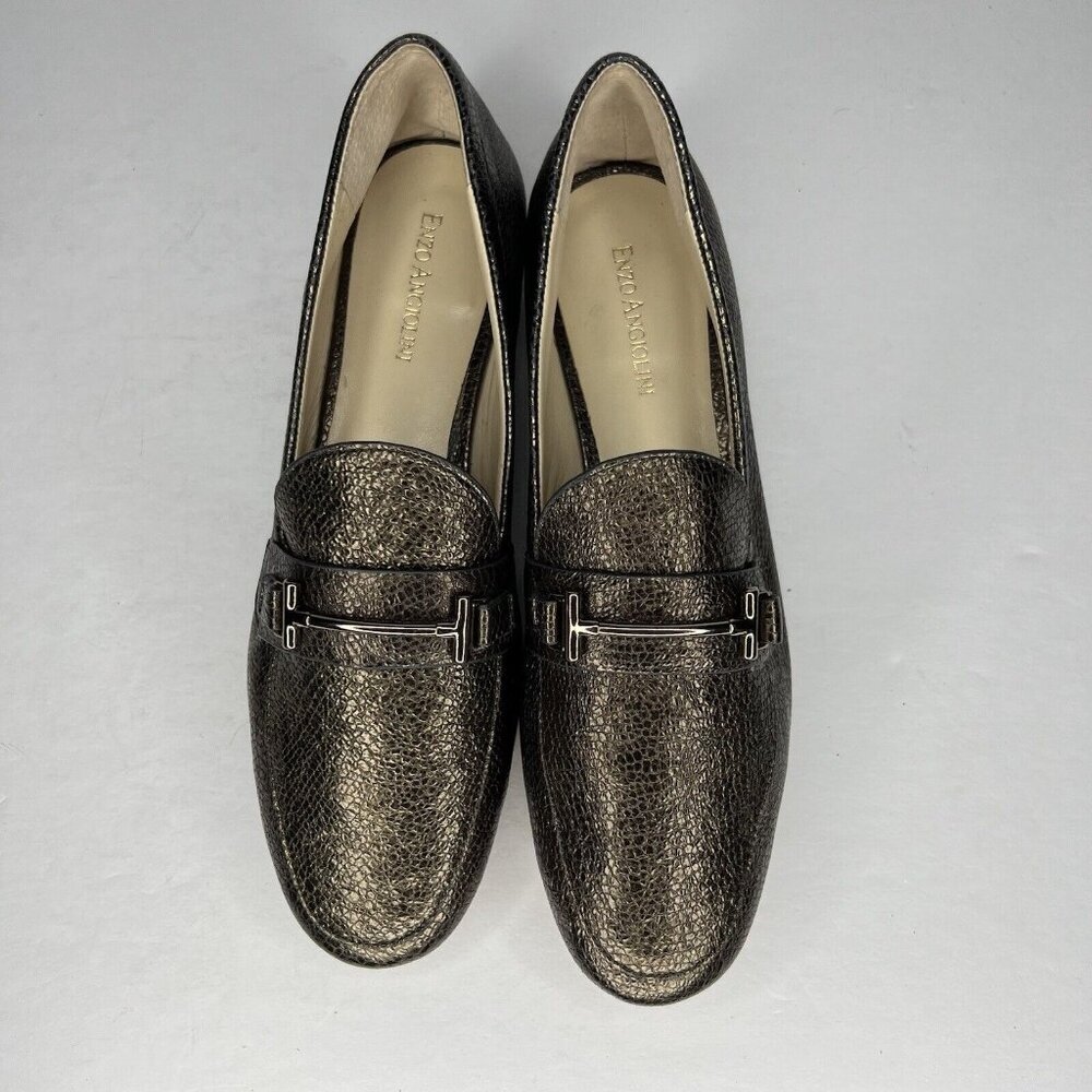 Enzo Angiolini Leather Loafer Slip-On Sparkling Gold-Look Shoes Womens Size 9.5 - Picture 5 of 9
